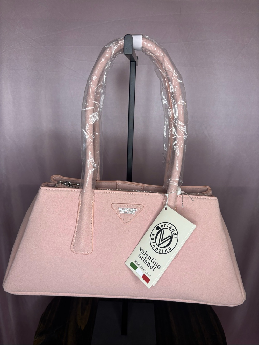 Valentino Orlandi Blush Pink Structured Shoulder Bag